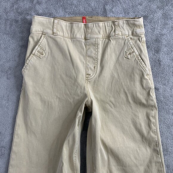 Spanx Pants Women's Size Medium Beige Stretch Twill Cropped Wide Leg Pockets 23” - Picture 9 of 13
